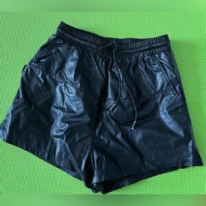 Stylish Women Faux Black Leather Black Pleather Shorts